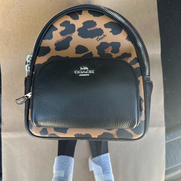 NWT Coach Backpack With Signature Canvas And Leopard Print - Picture 3 of 10